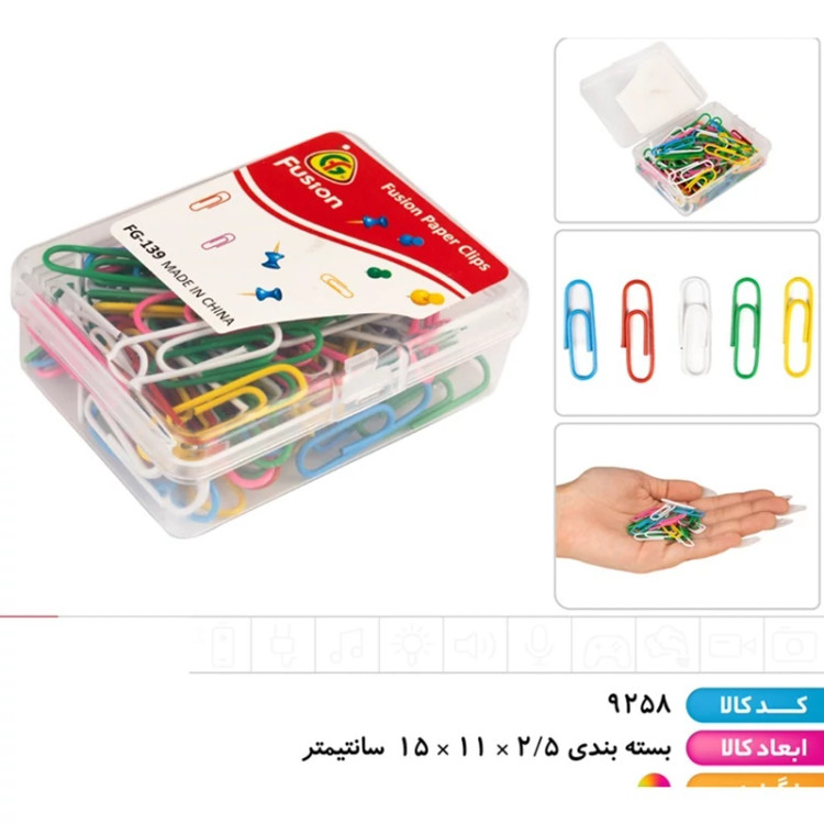 کلیپس کاغذ رنگی 100 عددی