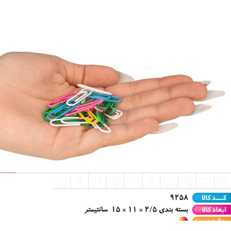 کلیپس کاغذ رنگی 100 عددی