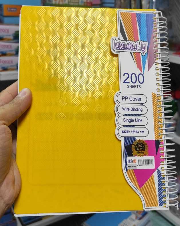دفتر سیمی 200 برگ آپادانا رنگی جلد طلقی ضخیم برجسته
