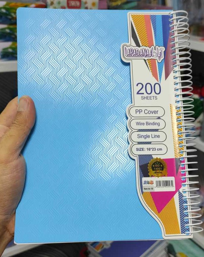 دفتر سیمی 200 برگ آپادانا رنگی جلد طلقی ضخیم برجسته