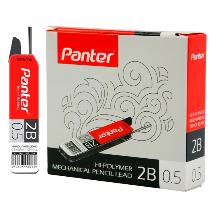 نوک مداد نوکی کیفیت ممتاز (مغز اتود) 0.5 درجه نرمی 2B مشکی برند پنتر کد PL106