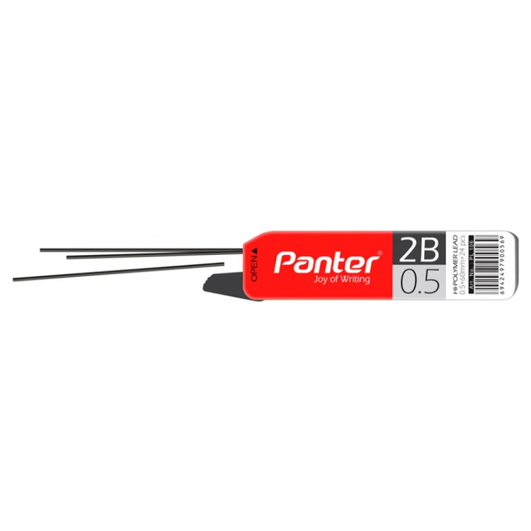 نوک مداد نوکی کیفیت ممتاز (مغز اتود) 0.5 درجه نرمی 2B مشکی برند پنتر کد PL106