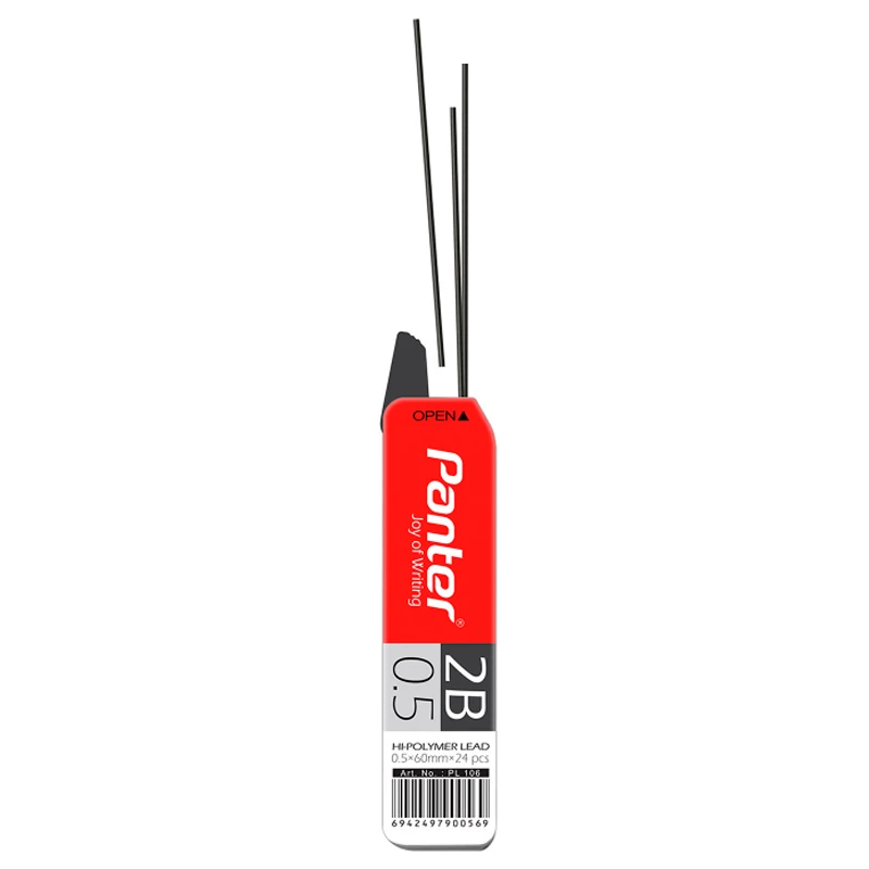 نوک مداد نوکی کیفیت ممتاز (مغز اتود) 0.5 درجه نرمی 2B مشکی برند پنتر کد PL106