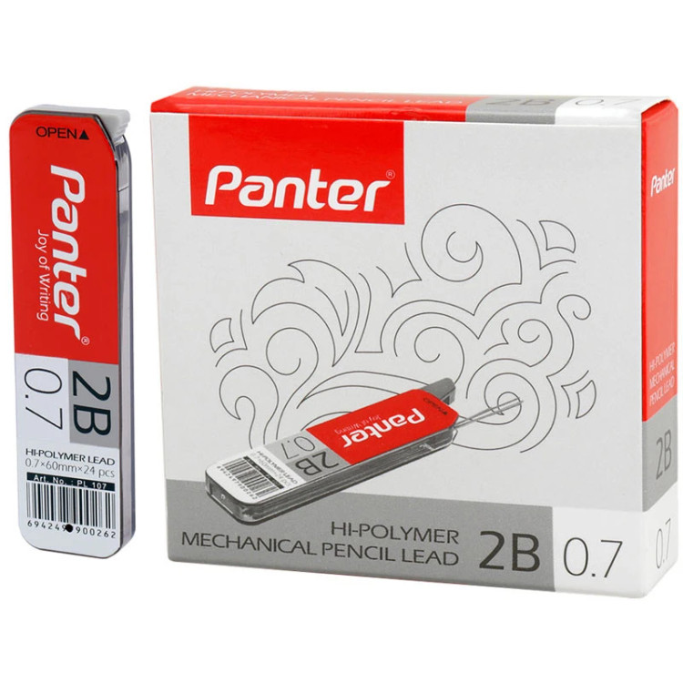 نوک مداد نوکی کیفیت ممتاز (مغز اتود) 0.7 درجه نرمی 2B مشکی برند پنتر کد PL107