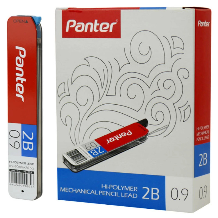 نوک مداد نوکی کیفیت ممتاز بلند (مغز اتود) 0.9 درجه نرمی 2B مشکی برند پنتر کد PL209